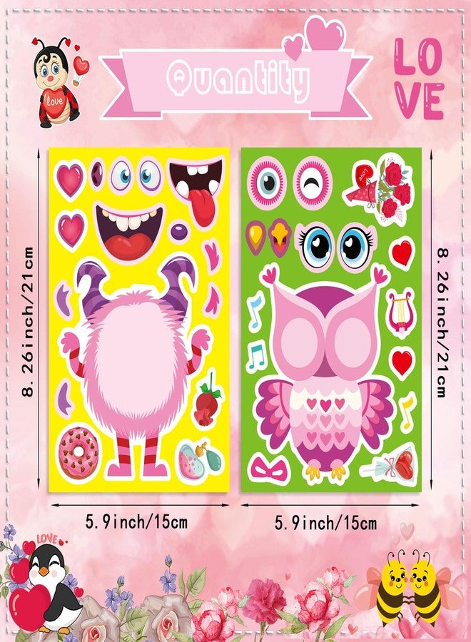 DUJAA 36 Sheets Valentine' s Day Make a Face Stickers, Make Your Own Valentine Animal Stickers for Kids, 12 Designs of Animal Stickers for Boys Girls Valentine's Day Activities Party Favors Supplies - Image 3